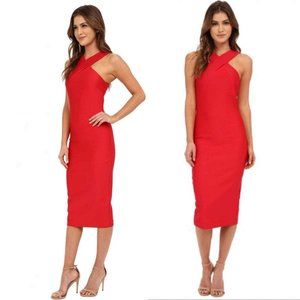 Ted Baker Red Cross-Neck Midi Dress